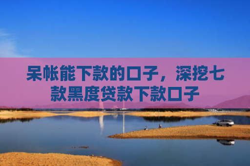 呆帐能下款的口子，深挖七款黑度贷款下款口子