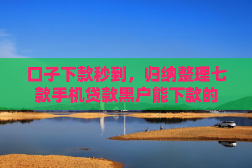 口子下款秒到，归纳整理七款手机贷款黑户能下款的